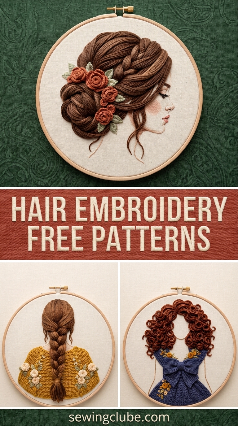 Brunette braided hairstyle embroidery craft for creative makers