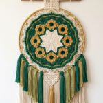 Emerald star mandala macrame dreamcatcher decor for boho walls