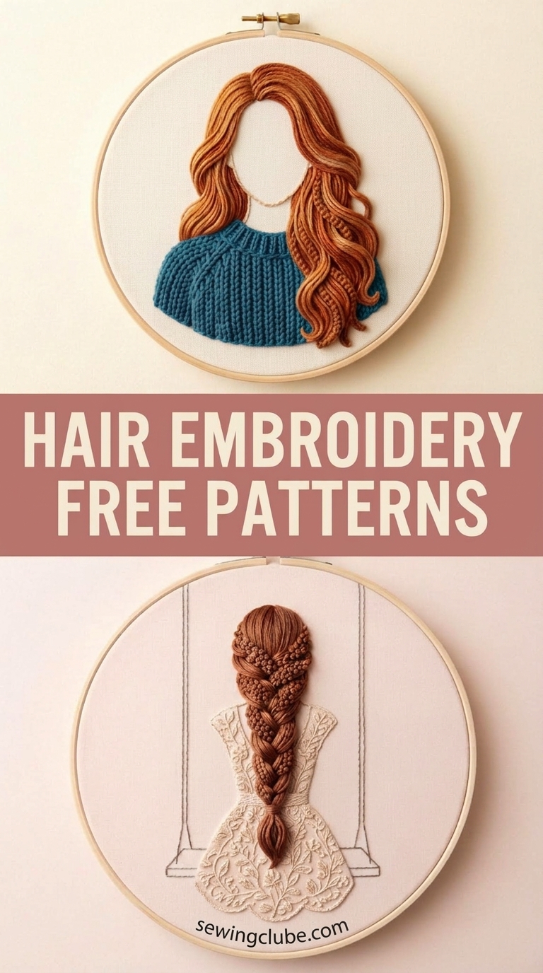 Hair embroidery patterns and textured braid needlework inspiration