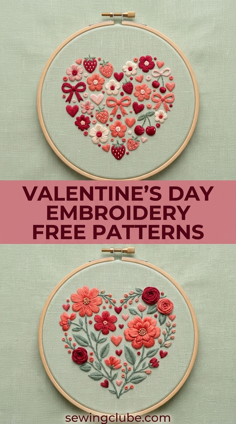 Heart shaped floral embroidery hoop ideas for aesthetic gifts