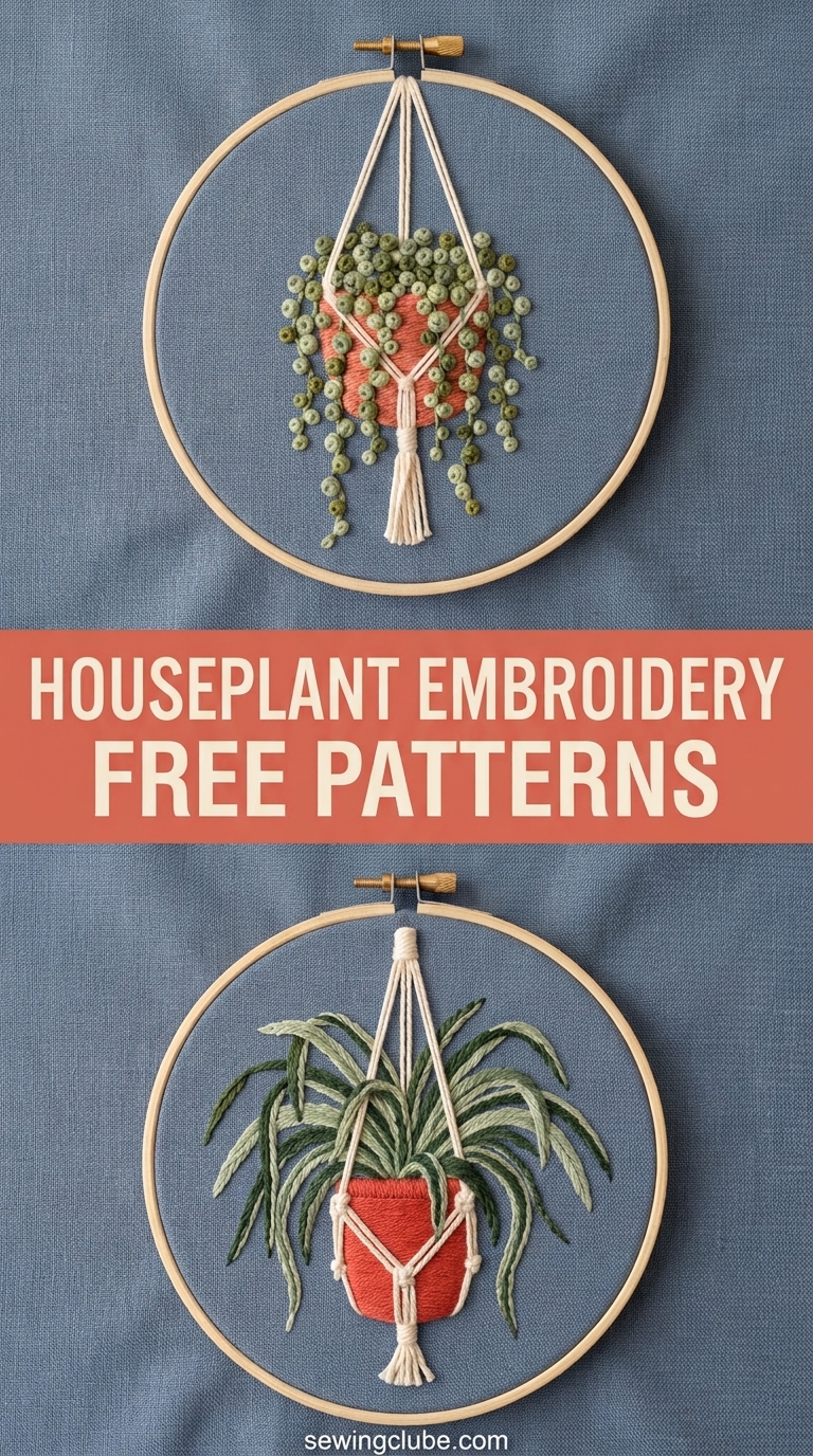 Suspended plant needlecraft patterns featuring beaded macrame details