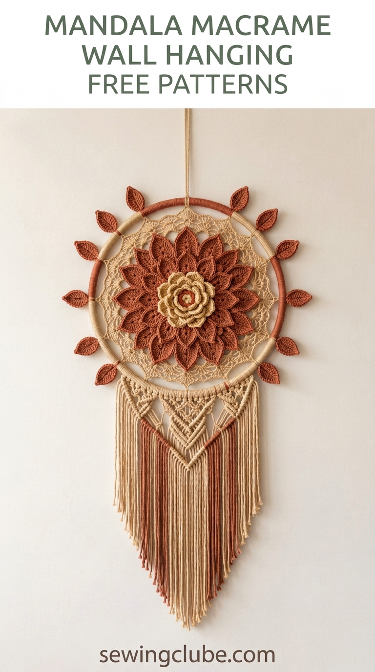 Terracotta mandala macrame hoop project to elevate your cozy living room