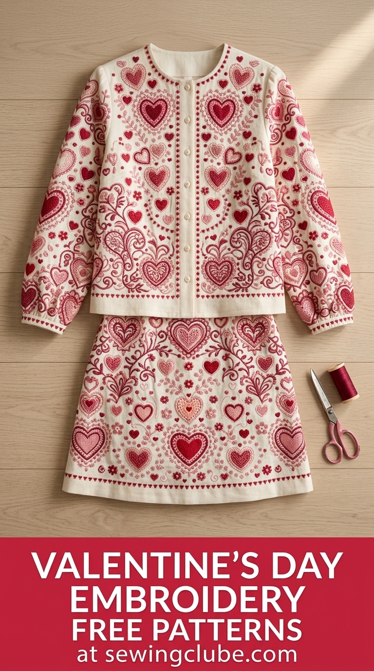 Valentine heart embroidered two piece outfit inspo for trendy styling