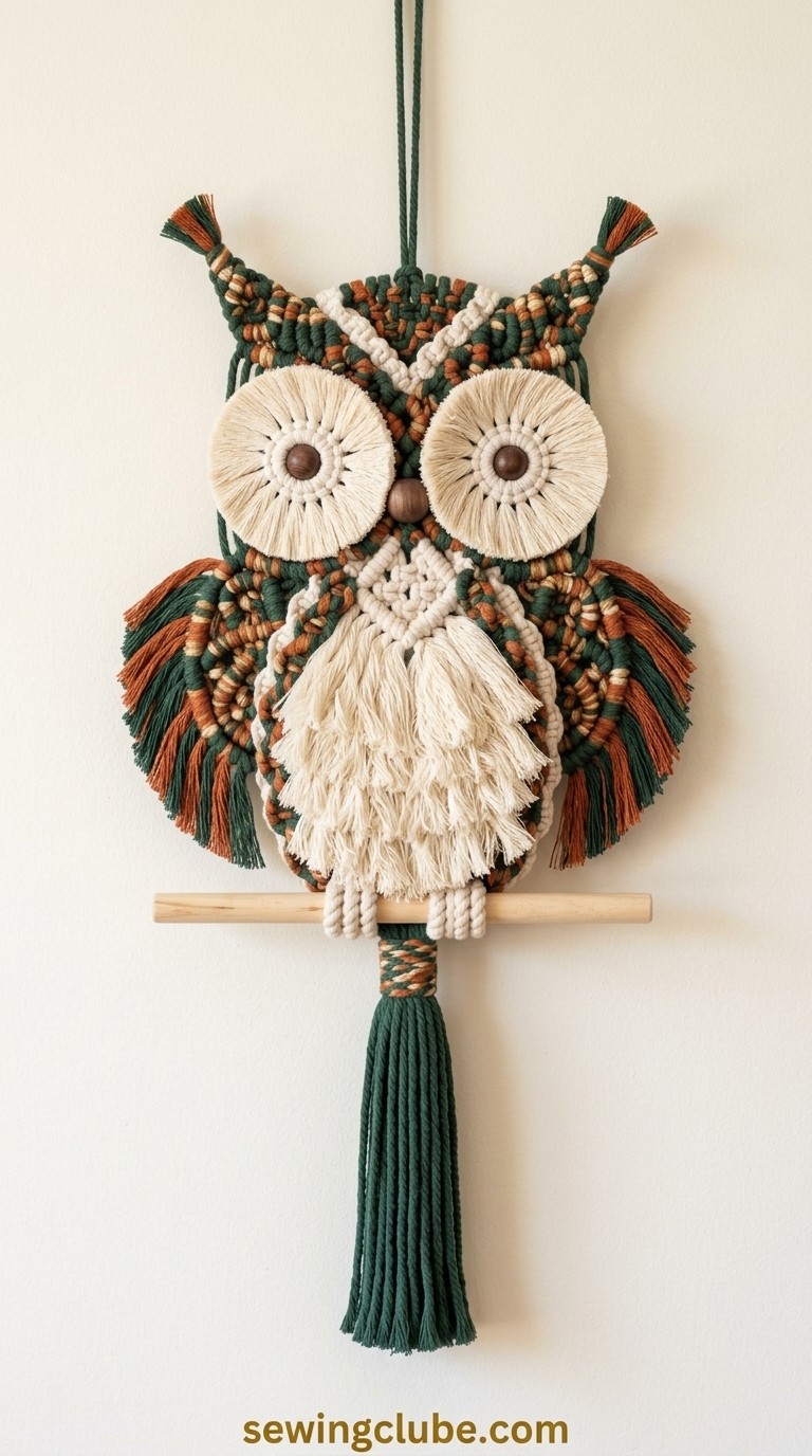 Woodland boho owl fiber art tutorial with trendy natural textures